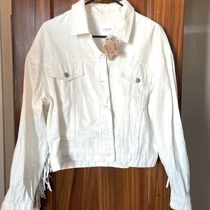 White fringe denim jacket